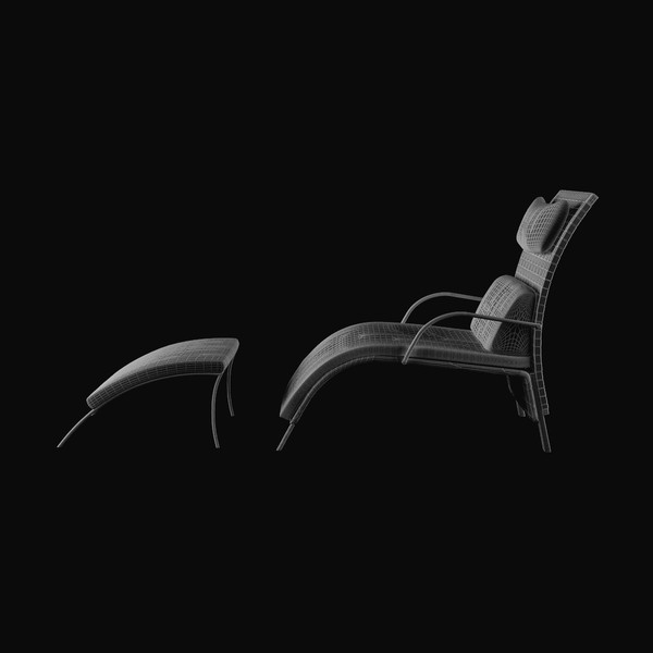 3d model leather lounge chair ottoman - Loveseat & Ottoman 01 by lajhar